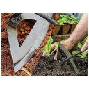 Celoocelowa hartowana pusta motyka 34 x 16 cm metalowe narzędzie ogrodowe srebrne czarne do pielenia kopania i pielęgnacji gleby w ogrodzie warzywnym 3