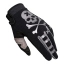 Celoprstede sporthandsker til motocross med dødningehovedtryk og forstærket tommelfinger i sort med grå elementer til offroad kørsel 1