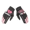 Celoprstige sporthandschoenen voor motocross met hartprint en versterkte duim in zwart met roze accenten voor off-road rijden 1