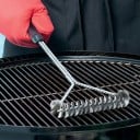 Cepillo ancho con cerdas de acero inoxidable para limpiar la parrilla 30 x 17 x 3 cm Cepillo eficaz para parrilla con cerdas de acero inoxidable 2