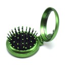 Cepillo de viaje para el cabello con espejo en la tapa Estuche redondo compacto para bolso y bolsillo Cerdas retráctiles Tamaño 6,5 x 7,5 cm 3