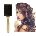 Cepillo redondo profesional para el cabello con cerdas de jabalí Mango de madera 23,5×6,5×10,5 cm Cepillo de peinado para cabellos lisos y rizados 5