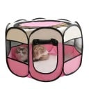 Cerc de câine și pisică pliabil cu opt laturi 73 x 73 x 43 cm Cuib portabil pentru animale de companie cu gard Cameră de naștere și articole 3