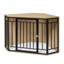 Cercado de esquina para perro con mesas laterales y superficie superior de almacenamiento 111 x 60 x 67 cm Puertas de rejilla con cerradura 2