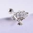 Cercei tip stud pentru femei cu cristale și zirconii Ornament în formă de inimă, lalea sau evantai Tijă cu bilă înșurubabilă Metal bijuterie 6