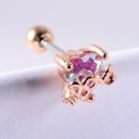Cercei tip stud pentru femei cu cristale și zirconii Ornament în formă de inimă, lalea sau evantai Tijă cu bilă înșurubabilă Metal bijuterie 17