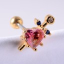 Cercei tip stud pentru femei cu cristale și zirconii Ornament în formă de inimă, lalea sau evantai Tijă cu bilă înșurubabilă Metal bijuterie 29