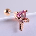 Cercei tip stud pentru femei cu cristale și zirconii Ornament în formă de inimă, lalea sau evantai Tijă cu bilă înșurubabilă Metal bijuterie 30