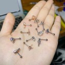 Cercei tip stud pentru femei cu cristale și zirconii Ornament în formă de inimă, lalea sau evantai Tijă cu bilă înșurubabilă Metal bijuterie 36