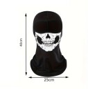Černá balaclava maska na obličej s motivem lebky 40 x 25 cm polyester ochrana tváře pod helmu pro sport a jízdu 3