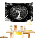 Černá bohémská tapiserie 60 x 90 cm Strom života Slunce Měsíc Látková nástěnná dekorace Bytový doplněk Pozadí na zeď Pratelná v pračce 2