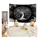 Černá bohémská tapiserie 60 x 90 cm Strom života Slunce Měsíc Látková nástěnná dekorace Bytový doplněk Pozadí na zeď Pratelná v pračce 5
