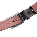 Černý pánský pásek z pravé kůže 3,8 cm Elegantní kožený opasek do kalhot s klasickou kovovou přezkou Stylový doplněk pro každodenní 5