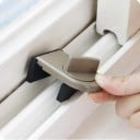 Cerradura de seguridad para ventana corredera con botón giratorio Colocación en el riel Plástico ABS Color gris marrón Dimensiones 6 x 3,7 x 2,3 cm 3