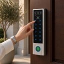Cerradura Wifi con código, lector de huellas dactilares y reconocimiento facial VF3 Aplicación Tuya Teclado retroiluminado Plateado Para puertas 5