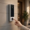 Cerradura Wifi con código y timbre y reconocimiento facial V3 Aplicación Tuya Teclado retroiluminado Plateado Delgado Para puertas de entrada 4
