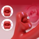 Červený multifunkčný vibrátor s womanizérom, jazykom, saním, klepaním a viac ako 10 vibračnými módmi 24 cm ovládateľný cez aplikáciu v mobile USB nabíjanie diskrétne balenie 2
