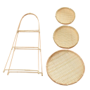 Cesta de bambú tejida redonda de 45 cm, cesta de almacenamiento de tres niveles para alimentos, organizador multifuncional para la cocina y el hogar 2