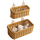 Cesta de mimbre rectangular 9 × 27,5 × 13 × 12,5 cm imitación PP mimbre plástico marrón cesta de almacenamiento colgante para cocina baño 2