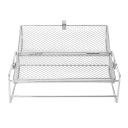 Cesta de parrilla con ruedas de acero inoxidable 30 x 13 x 16 cm Cilindro de malla giratorio para asar verduras, carnes y guarniciones Cesta 3