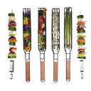 Cesta de parrilla para brochetas 49 x 5 x 4 cm Soporte de parrilla de acero inoxidable para brochetas BBQ cesta para kebab carne verduras Accesorios 3