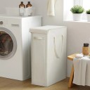 Cesta de ropa plegable con ruedas de 45 l con tapa y asas, cesta de almacenamiento textil para ropa en el baño y la lavandería 5