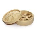 Cesta de vapor de bambú con tapa para cocinar al vapor Cesta redonda con rejilla de láminas de bambú Tapa trenzada reforzada con travesaños 1