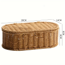 Cestino in rattan con coperchio 28 x 14 x 8 cm Cesto di stoccaggio in rattan naturale con coperchio rigido Organizzatore decorativo per la casa 2