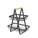 Cesto de armazenamento de alimentos de dois andares 33 × 27,5 × 17,5 cm suporte metálico preto para fruta, snacks e mantimentos 1