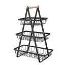 Cesto de armazenamento de três andares para alimentos 47 × 34 × 17,5 cm suporte para fruta e snacks com pega para uso na cozinha 1
