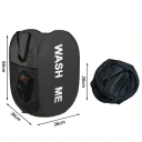 Cesto dobrado em rede preto para roupa 36x36x58 cm Cesto portátil pop-up para vestuário Diâmetro dobrado 20 cm 2