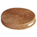 Cesto rotondo in vimini intrecciato a mano 30 x 5 cm Scatola decorativa bassa per piccoli oggetti chiavi cosmetici organizzazione domestica 2