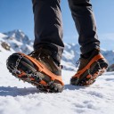 Chain Crampons for Shoes with Stainless Steel Spikes Flexible Cover Universal Size with Storage Bag 1 Pair for Ice and Snow 2