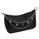 Chaîne décorative double pour sac à main avec étoiles 26 x 31 cm Alliage métallique Chaîne décorative argentée pour sac à main anse courte de rechange 2