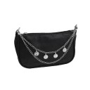 Chaîne décorative double pour sac avec pendentifs en forme de pièces Alliage métallique Chaîne décorative argentée pour sac anse courte de rechange 2