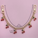 Chaîne décorative pour sac à main avec pendentifs cerises en diamant 30,5 cm Alliage métallique Chaîne décorative dorée pour sac à main courte anse de rechange 2