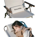 Chaise pliante portable 88 x 61 x 73,5 cm Lit de voyage inclinable Hauteur d'assise 30 cm Dossier et appui-tête Chaise de relaxation 6