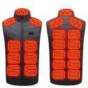 Chaleco calefactable eléctrico USB 5V/2A para hombre, color negro, con 21 zonas de calentamiento, fibra de carbono, para hombros, cuello, abdomen y espalda, 3 modos de calentamiento, impermeable. 1