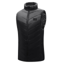 Chaleco calefactable eléctrico USB 5V/2A para hombre, color negro, con 21 zonas de calentamiento, fibra de carbono, para hombros, cuello, abdomen y espalda, 3 modos de calentamiento, impermeable. 2