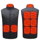 Chaleco calefactable eléctrico USB 5V/2A para hombre, color negro, con 9 zonas de calentamiento, fibra de carbono, 3 temperaturas, resistente al agua, parte trasera, delantera y trasera, 12 h de duración. 1