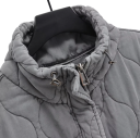Chaleco de invierno gris para mujer con escote en O y cordón en la cintura 6