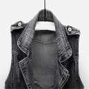 Chaleco de mezclilla para mujer sin mangas en estilo motero 4