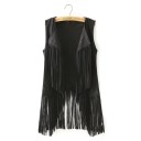 Chaleco de piel con flecos para mujer P1771 3