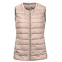 Chaleco de plumas para mujer sin mangas Cuello redondo sin solapa Cierre de cremallera en toda la longitud Acolchado horizontal 2