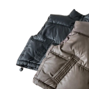 Chaleco de plumas para niños, abrigo grueso de otoño e invierno para niños y niñas, chaleco de un solo color con cuello alto, cremallera y bolsillos de poliéster 5