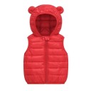 Chaleco de plumas para niños con capucha y orejas Chaqueta de algodón cálida para otoño e invierno para bebés y niñas Chaleco 10