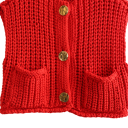 Chaleco de punto elegante para mujer con escote en V y bolsillos Chaleco de un solo color con cierre de botones Suéter de poliéster cómodo en varios colores 5