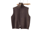 Chaleco de punto para mujer con cuello alto y cremallera sin mangas de poliéster acrílico corte cómodo para el uso diario y el layering 3
