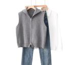 Chaleco de punto para mujer con cuello alto y cremallera sin mangas de poliéster acrílico corte cómodo para el uso diario y el layering 5