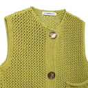 Chaleco de punto para mujer con escote en V y bolsillos Chaleco de estilo monocromático con cierre de botones Suéter de poliéster cómodo en varios colores 3